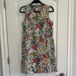 J. Jill Multicolor Sleeveless Floral Linen Dress
